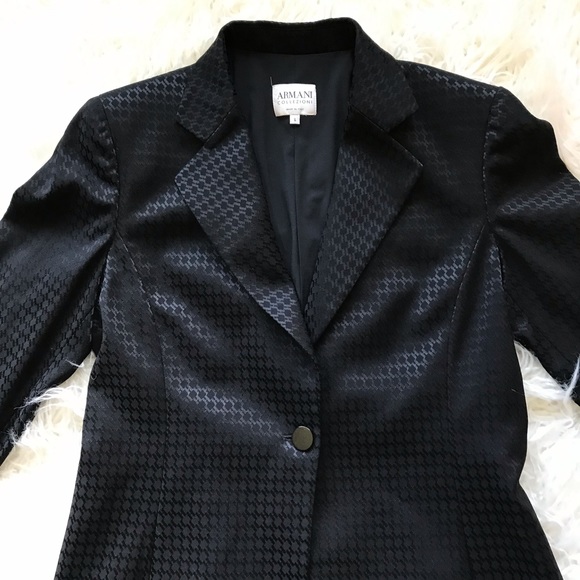 ARMANI COLLECIONI BLACK ONE BUTTON BLAZER - Picture 2 of 8